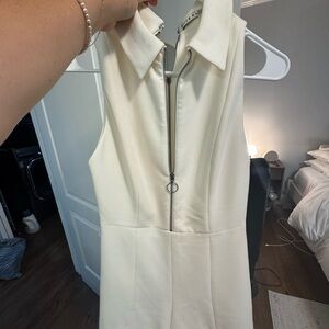 Alice + Olivia Cream Zip-Front romper